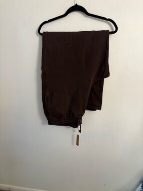 SKIMS cotton fleece wide leg boyfriend sweatPants XL espresso color nwt